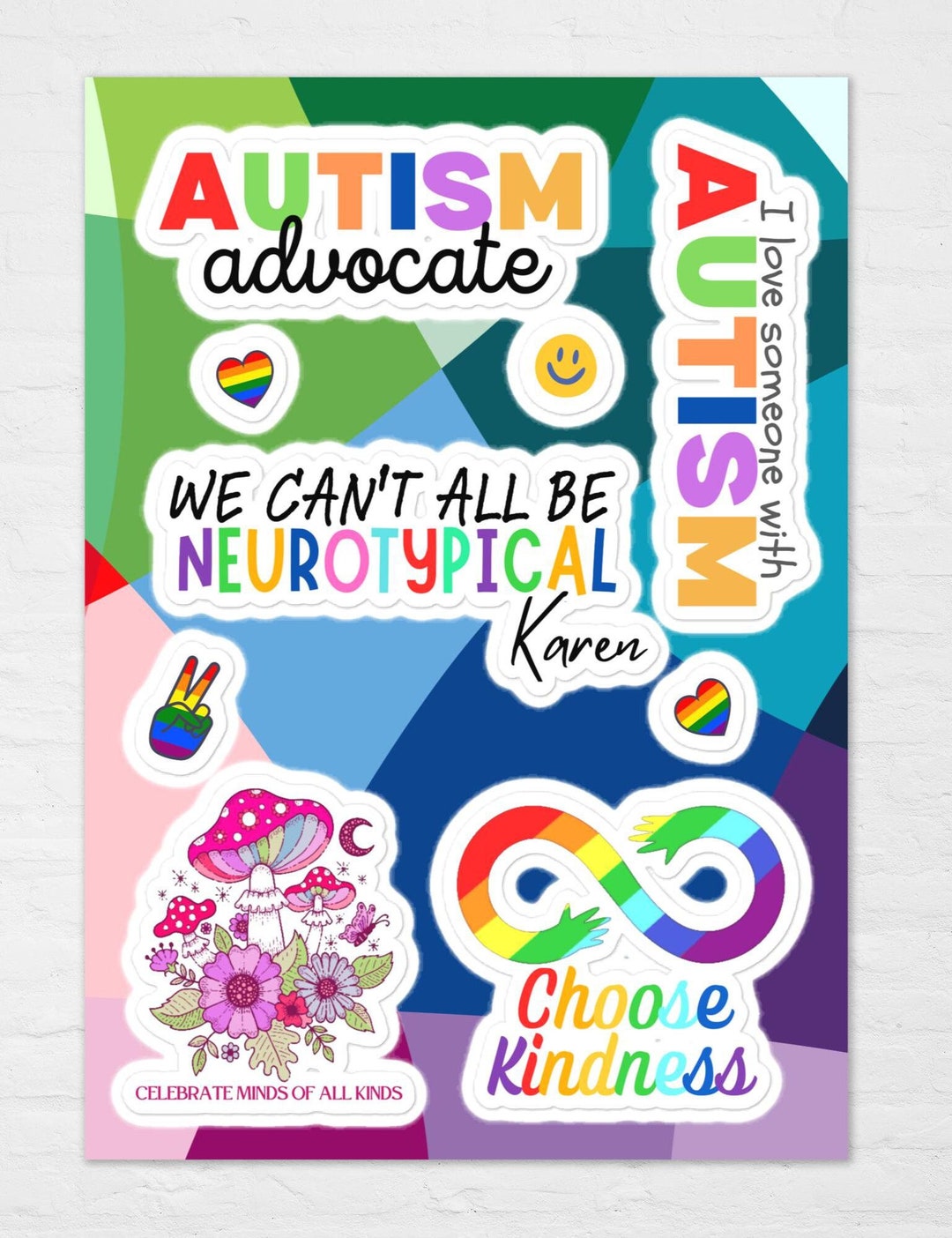 Fun Autism Sticker Sheet Autism Advocate, Choose Kindness, Love Someone ...