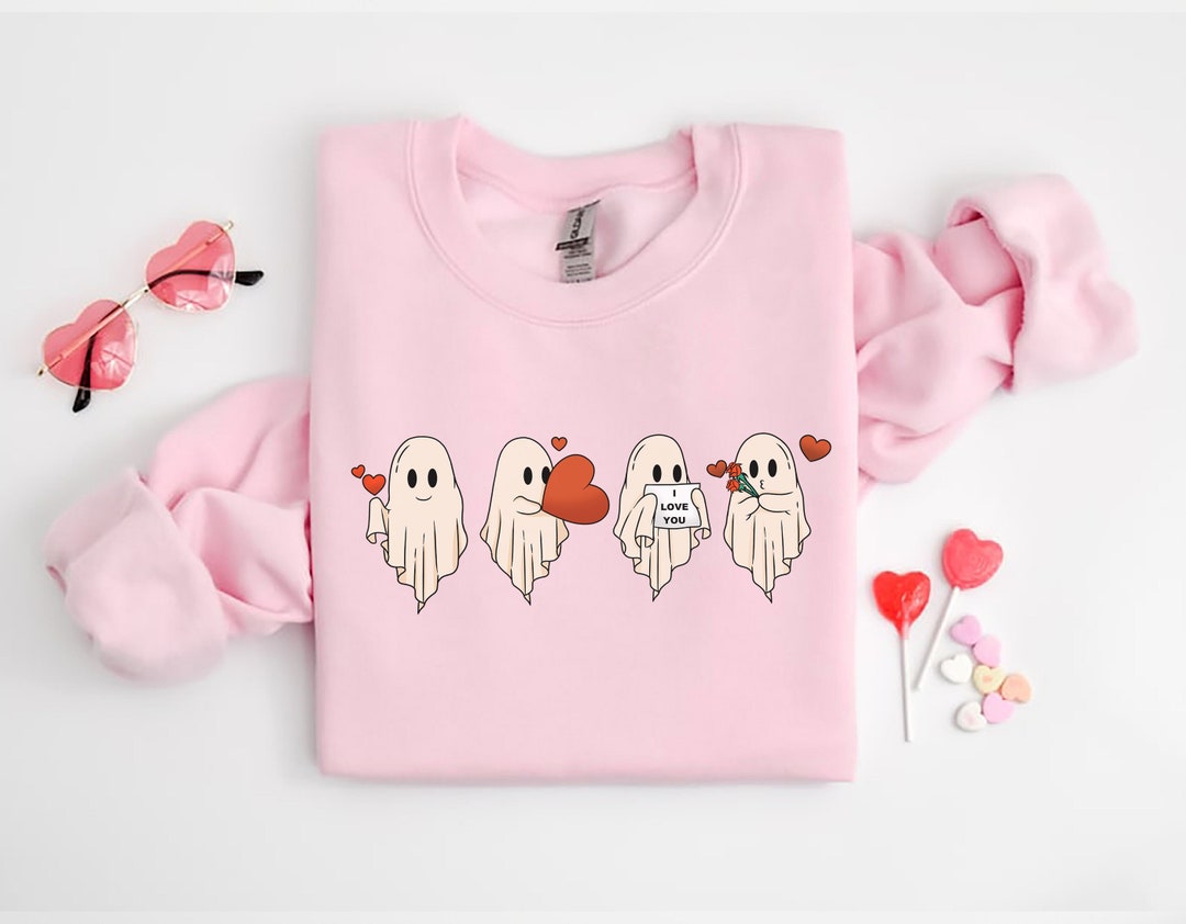 CUTE Valentine Ghost Sweatshirt, Funny Valentine's Day Sweatshirt, Cute