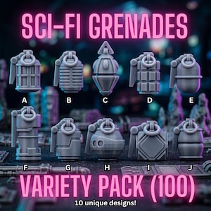 Sci-Fi Grenade bits – 10 Design Variations | Wargaming kitbashing bitz, Tabletop Accessories, 3D Printed Terrain Scatter | Bulk Sets (100)