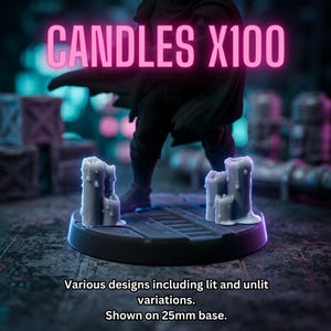 Candles x100 3D gedruckte Basis-Bits für Wargaming. 28/32 mm Skala. Wargaming, Kitbashing, Basing, Landschaftspflege. 3d gedrucktes bitz.