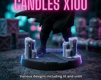 Candles x100 3d printed basing bits for wargaming. 28/32mm scale. Wargaming, Kitbashing, basing, scenics. 3d printed bitz.