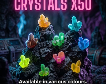 Crystals x50 3d printed basing bits for wargaming. 28/32mm scale. Wargaming, Kitbashing, basing, scenics. 3d printed bitz.