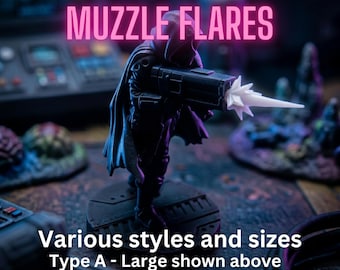 Muzzle flare bitz x50 PRINT for wargaming. 28/32mm scale. Various styles and sizes. 3d printed bitz
