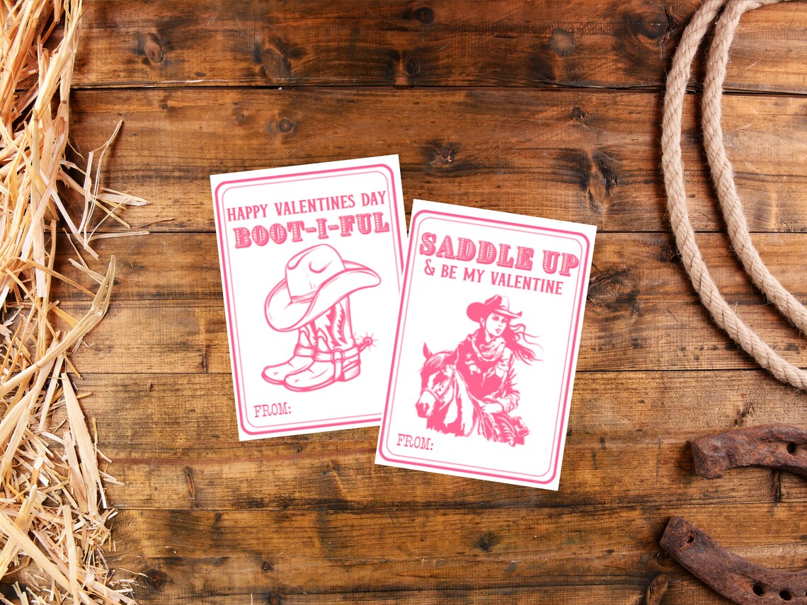 Western Valentines Day Cards Cowgirl Valentine Kid-friendly Valentines ...