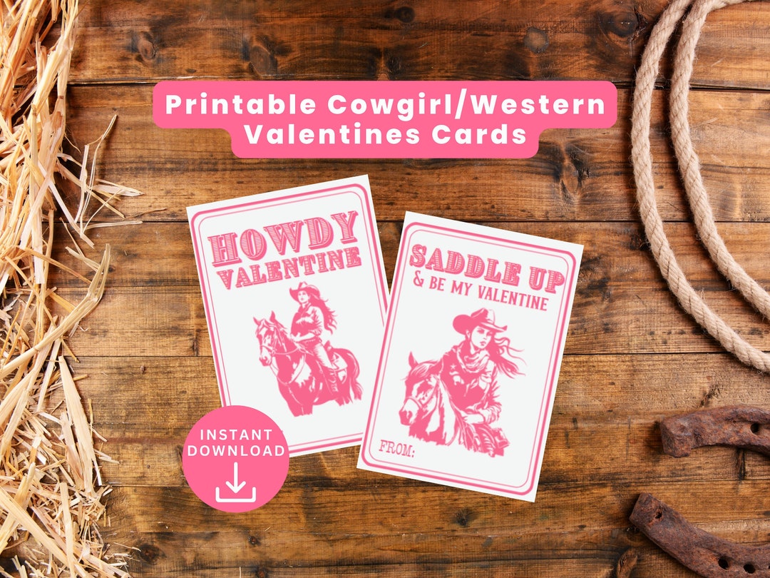 Western valentines day cards cowgirl valentine kid friendly valentines