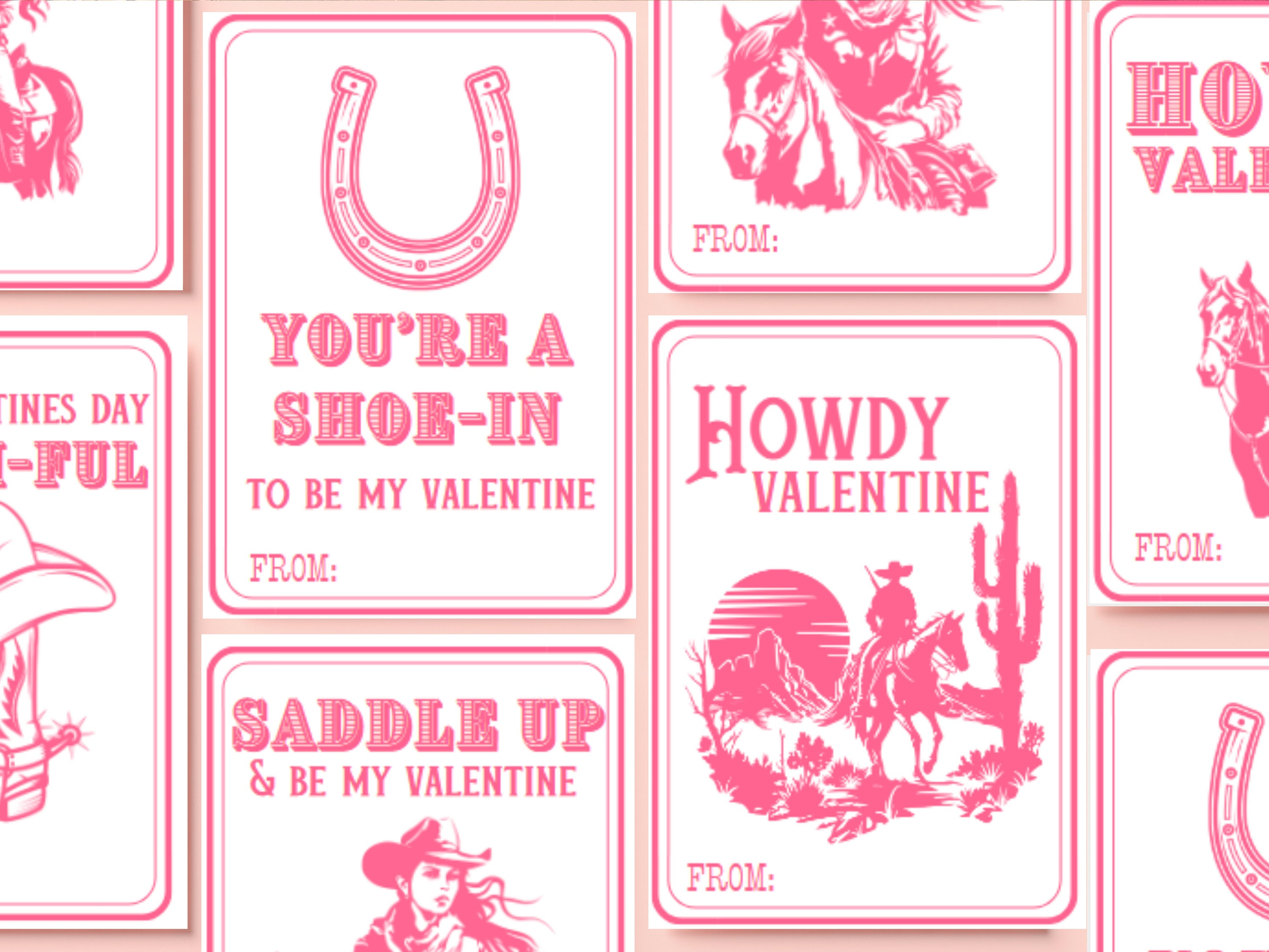 Western Valentines Day Cards Cowgirl Valentine Kid-friendly Valentines ...
