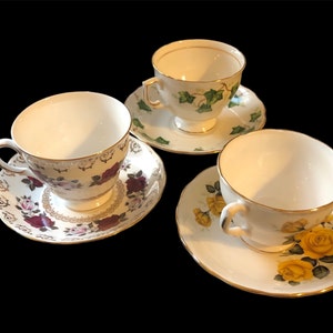 VTG Lot von 3 Queen Anne & Colclough Teetassen Bone China und Untertassen