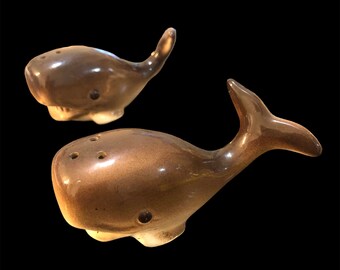 Vintage Whale Salt and Pepper Shakers | Japanese ceramic nautical themed decor