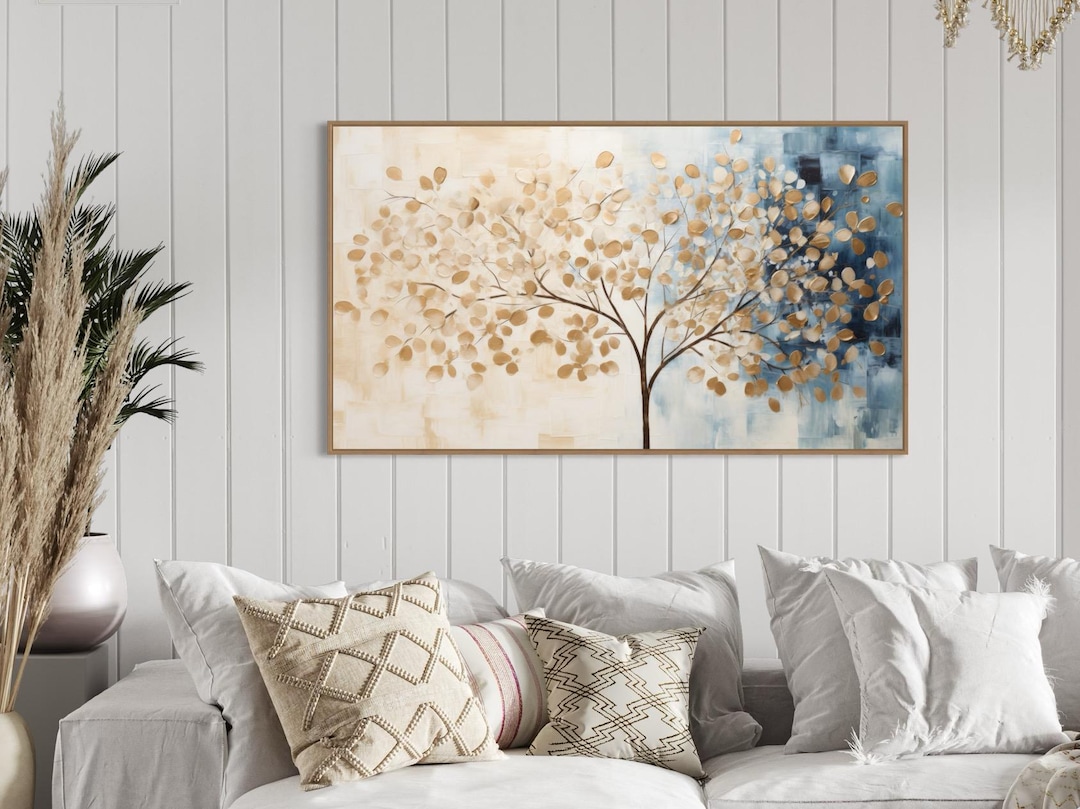 Gold Tree Canvas Wall Art | Gold Leaf Wall Art | Large Wall Art - Etsy