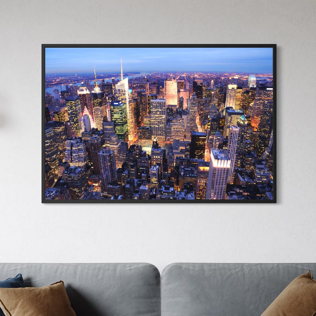 View of NYC Skyline Wall Decor | Urban Cityscape Art | 3 Panel Wall Art for ...