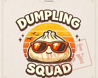 Dumpling Squad PNG: retro kawaii bao bun-clipart (digitale download)