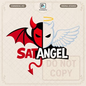 Satangel Duality PNG: Funny Angel wings Devil horns Halloween PNG Dark Humor Aesthetic Clipart (Digital Download)