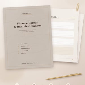 Finance Interview Planner, Job Search Workbook, 30 60 90 Day Plan, Career Tracker PDF