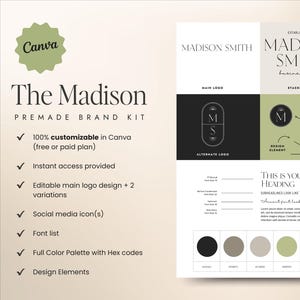 Madison Brand Kit | Customizable Canva Logo Kit for Executive Coaches, Consultants, Fashion Brands, Chic, Elegant, High-End Branding