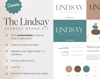 Lindsay Brand Kit: Canva Logo Template for Wellness Professionals (Digital Download)