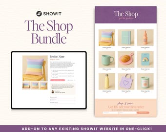 The Shop Bundle for Showit | Integrates with Shopify, Thrivecart, SamCart, Stripe | Ecommerce Online Store template for Showit