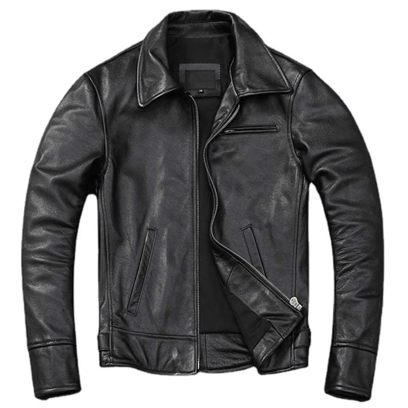 Men's Leather Jacket Biker Jacket Men Brown Leather Jacket Distressed