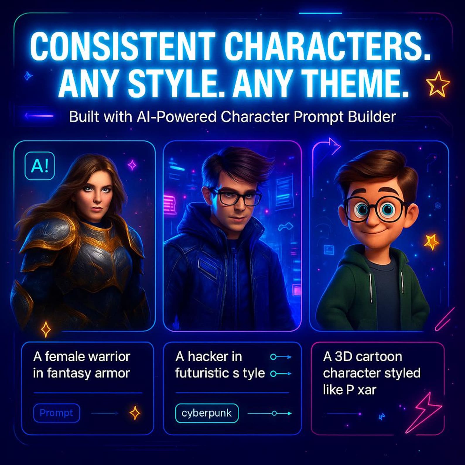 AI Character Prompt Builder - Midjourney Chatgpt DALL-E Character