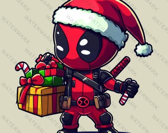 Deadpool navideño PNG: Archivo de corte de Cricut