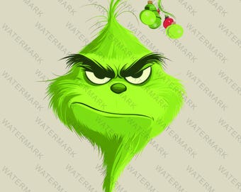 Cara de Grinch PNG: Diseño navideño (Descarga instantánea)