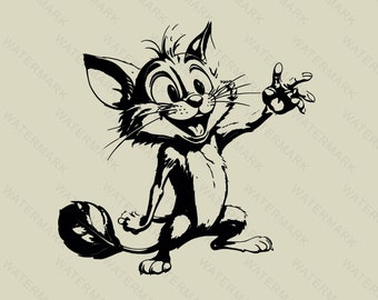CAT SVG, gluren kat clipart, gluren kat SVG-bestanden voor Cricut, gluren kat silhouet SVG, schattige kat SVG, zwarte kat SVG