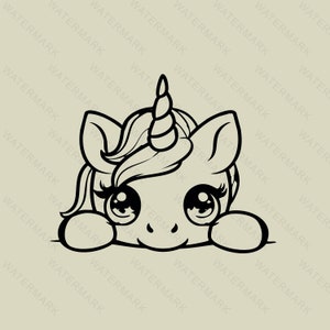Peeking Cute Unicorn SVG PNG, Unicorn Clip Art, Unicorn kawaii SVG, Unicorn svg, Silhouette Cut File,svg Files for Cricut, Commercial Use