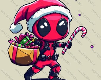 Deadpool navideño PNG: Archivo de corte Cricut navideño