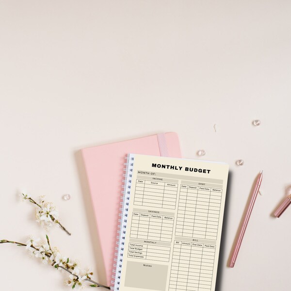 Printable Monthly Budget Planner - Financial Organizer - Expense Tracker - Budgeting Spreadsheet - Personal Finance - Instant Download