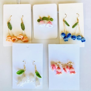 Handmade Micro Crochet Lily of the valley Earrings Knitting handmade jewelry Exquisite Flower Dangle Earrings Gift for her Holiday Gift