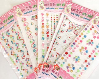 3D rhinestone glitter shiny stickers, mix colorful gems, Acrylic Self-Adhesive Jewel Diamond Stickers,DIY Facial Makeup, Craft Decoration