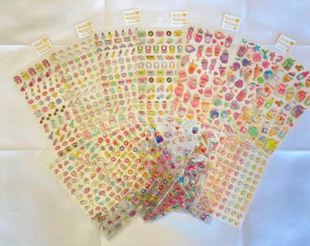 Kawaii glitter epoxy 3D stickers, Crystal Holographic resin gel stickers, cute shiny stickers