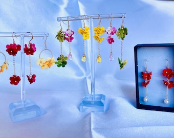 Handmade Micro Crochet Flower Earrings Knitting handmade jewelry Exquisite Floral Dangle Earrings Gift for her