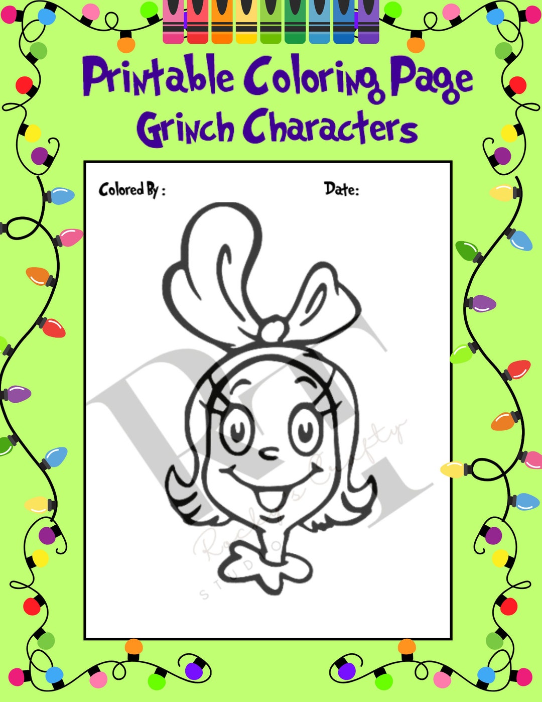 Cindy Lou Coloring Page - Etsy