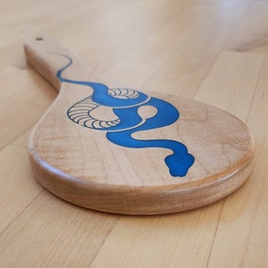 Serpent Inlay Hand Mirror Paddle - Blue