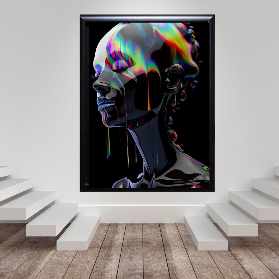 Woman Digital Art File Edgy Wall Decor AI Generated Art for Etsy
