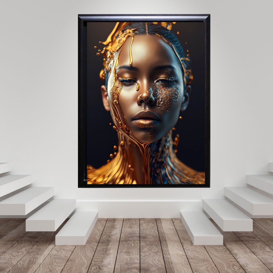 Woman Digital Art File Edgy Wall Decor AI Generated Art for Etsy