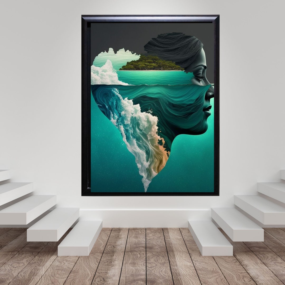 Woman Digital Art File Edgy Wall Decor AI Generated Art for Etsy