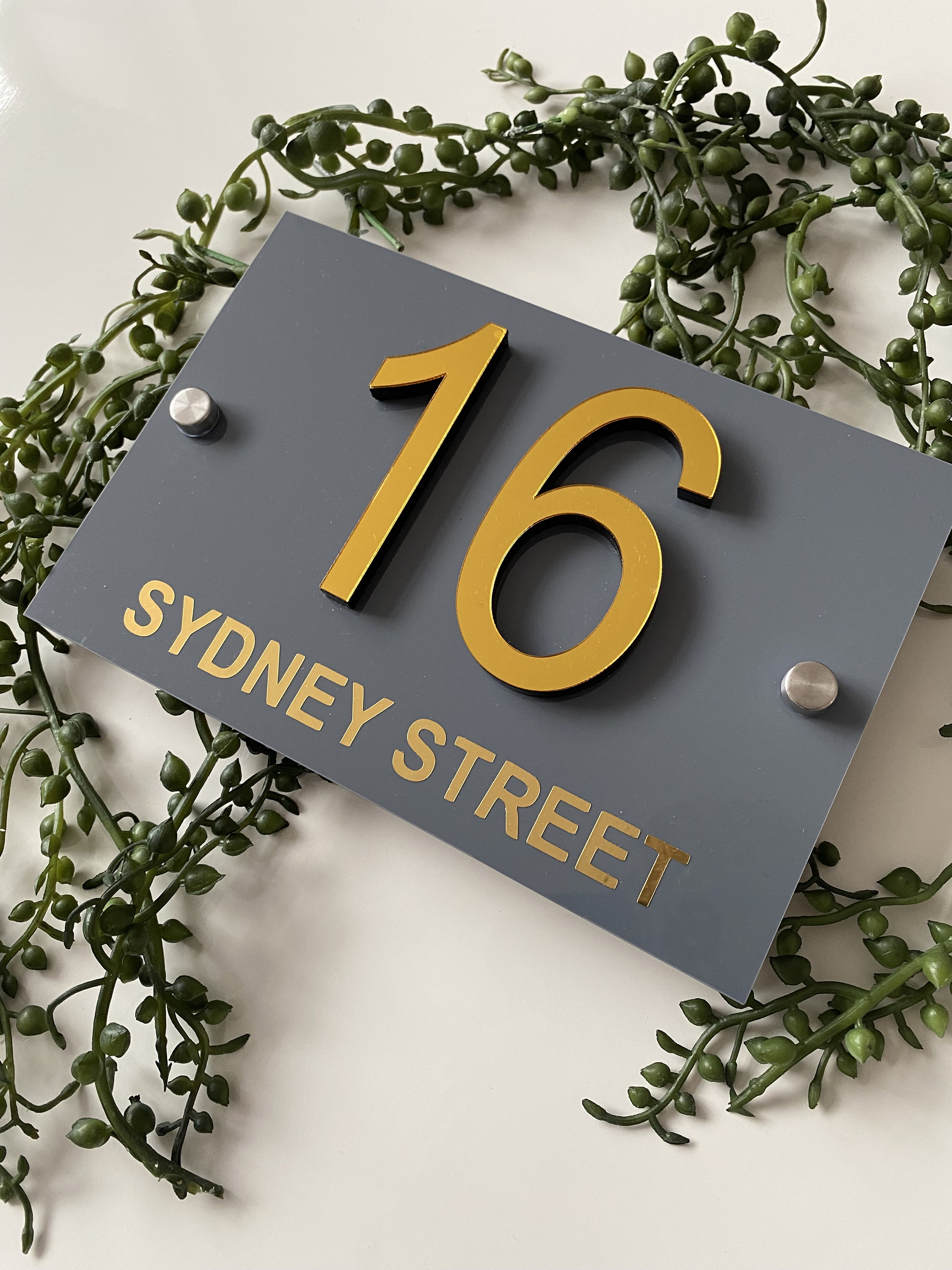 3D Grey House Number Sign Acrylic House Sign Modern Contemporary House