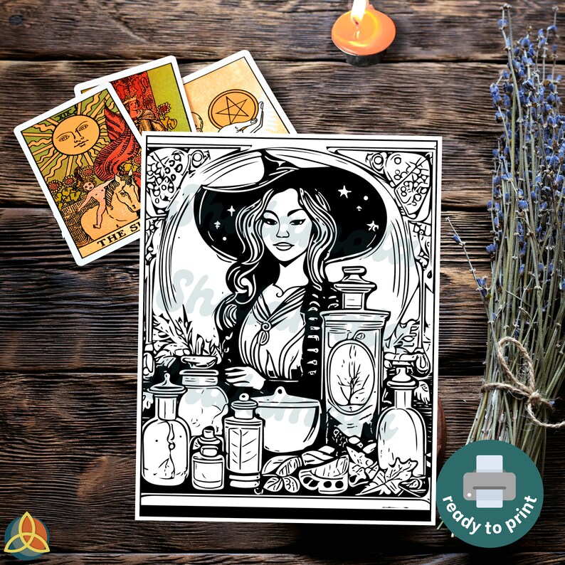 Apothecary Witches Coloring Pages 20 Witch Printables - Etsy