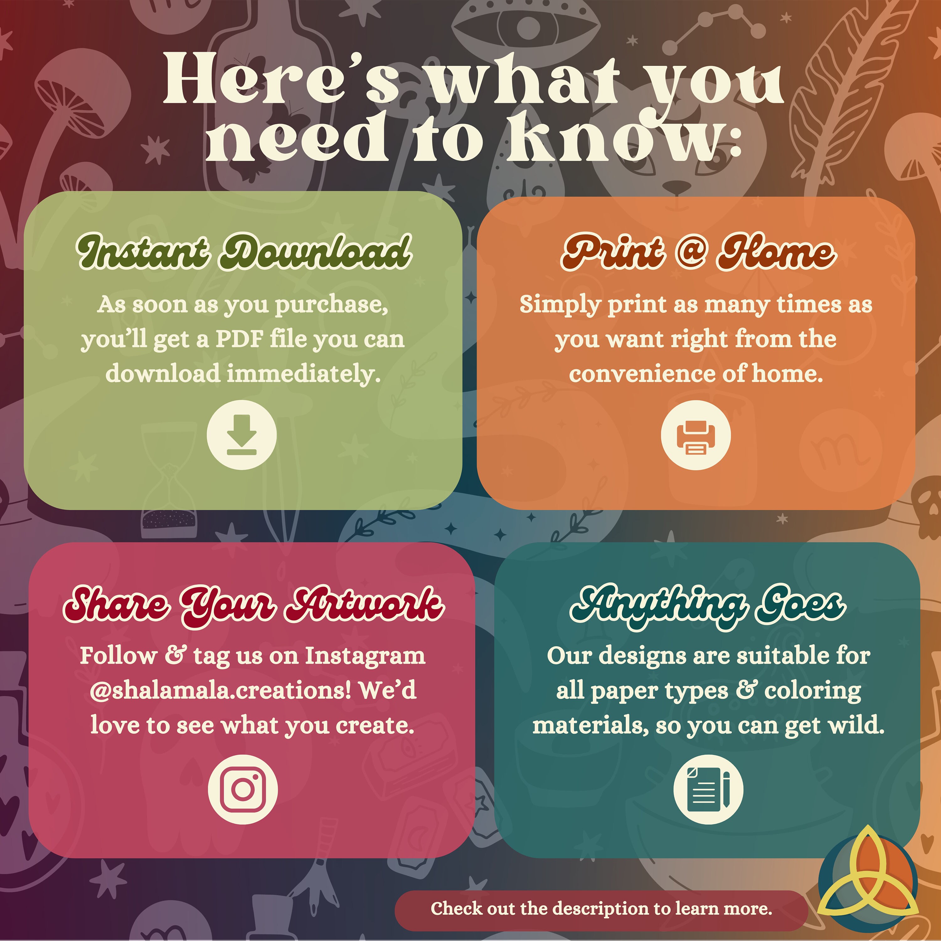 Good Witch Coloring Page Modern Witch Aesthetic Plants & Etsy