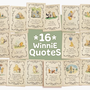 Winnie l'ourson Citations Centre de table baby shower 16 GROS LOT de 16 cartes de décoration Modèles imprimables