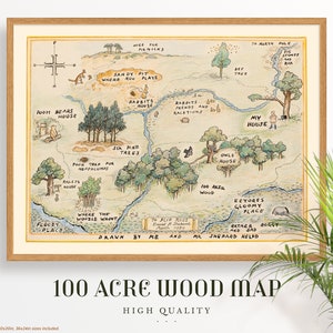 100 Morgen Landkarte Winnie Puuh Original Aker Karte Dekoration Baby Shower Geburtstag Party Dekor Printable Kinderzimmer Geschenk