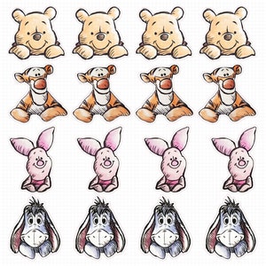 Winnie the Pooh Clipart, Cupcake Toppers, Pooh Bear PNG High Resolution Transparent Images Set, Winnie Pooh and Friends Clipart, Printable