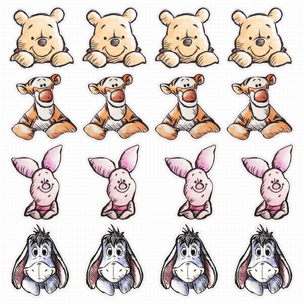 Winnie the Pooh Clipart, Cupcake Toppers, Pooh Bear PNG conjunto de imágenes transparentes de alta resolución, Winnie Pooh y sus amigos Clipart, imprimible