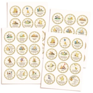 Classic Winnie the Pooh Sticker Pack 48 Pcs Baby Shower Decorations Pooh Label Set bild 2