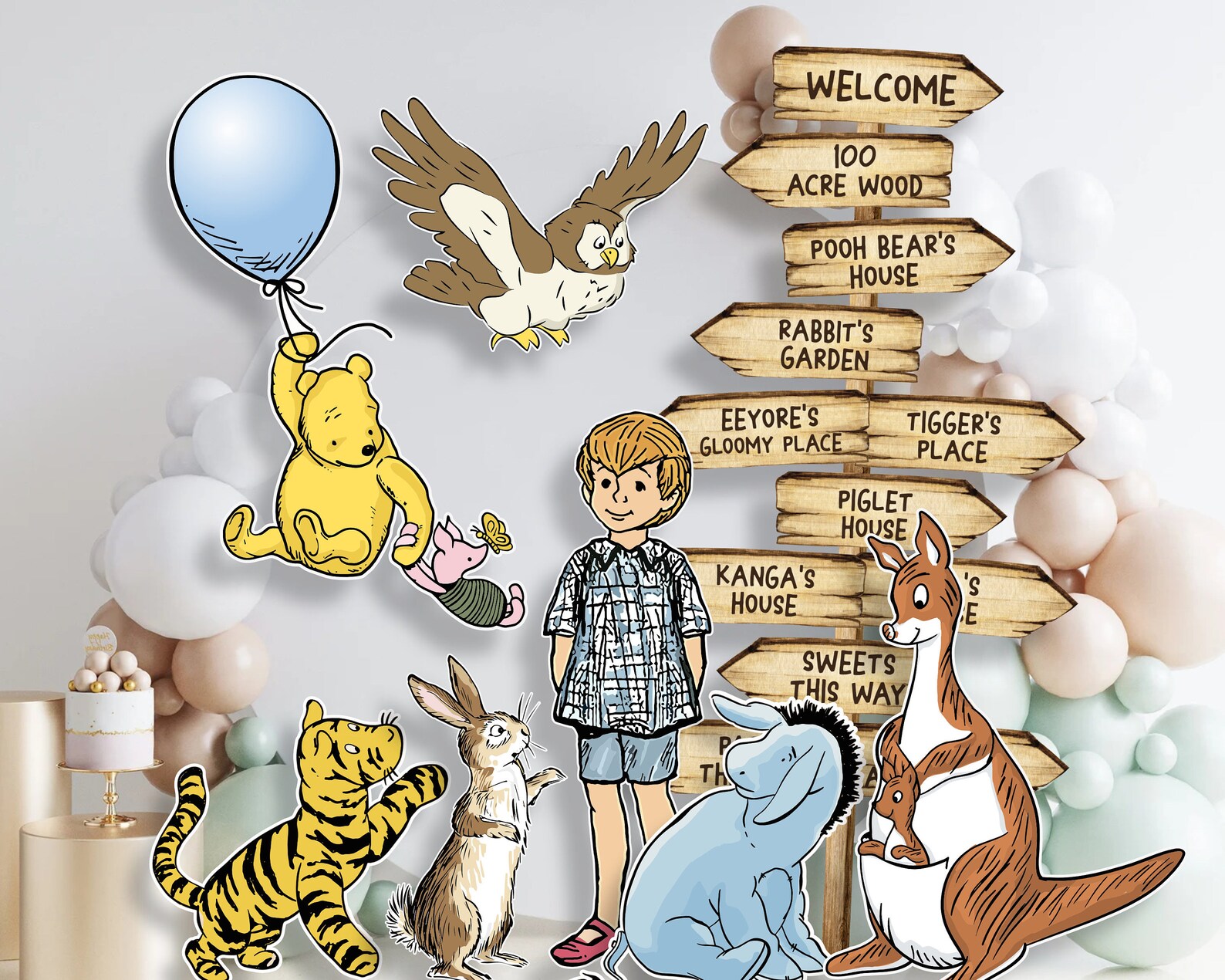 Classic Winnie the Pooh Characters Bundle Set, Printable Large Life ...