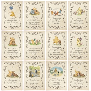 Décorations classiques pour baby shower Winnie l'ourson Centres de table Cartes de devis 16 pièces Produit imprimé