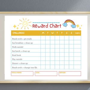 Printable Reward Chart Tracker for Kids Daily Planner Etsy