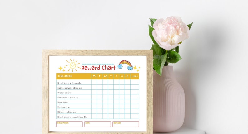 Printable Reward Chart Tracker for Kids Daily Planner - Etsy