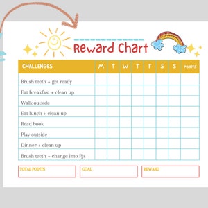 Printable Reward Chart Tracker for Kids Daily Planner - Etsy Australia
